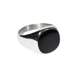 anillo perla negra con negro y plata